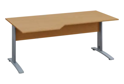 EZK 18 - 186 stůl kancelářský, rohový, levý, kovová podnož stříbrná, deska 18 mm, široký 1800 mm, buk Royal